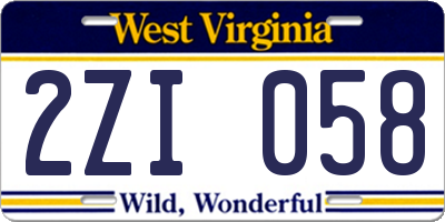 WV license plate 2ZI058
