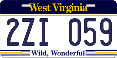 WV license plate 2ZI059