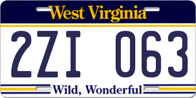 WV license plate 2ZI063