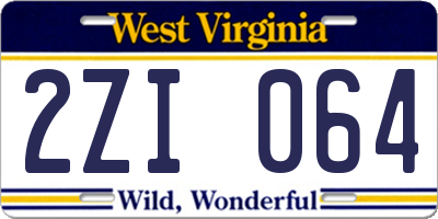 WV license plate 2ZI064