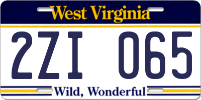 WV license plate 2ZI065
