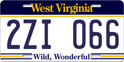 WV license plate 2ZI066