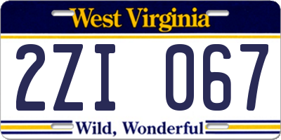 WV license plate 2ZI067