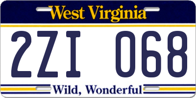 WV license plate 2ZI068