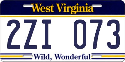 WV license plate 2ZI073
