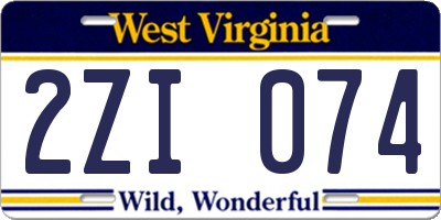 WV license plate 2ZI074