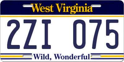 WV license plate 2ZI075