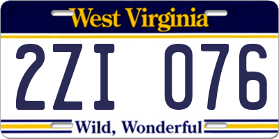 WV license plate 2ZI076