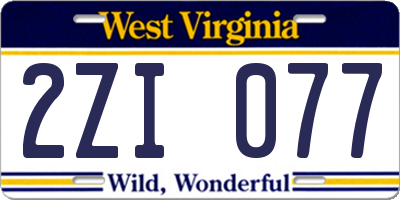 WV license plate 2ZI077