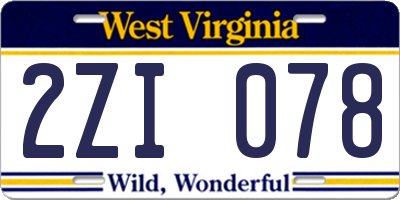 WV license plate 2ZI078