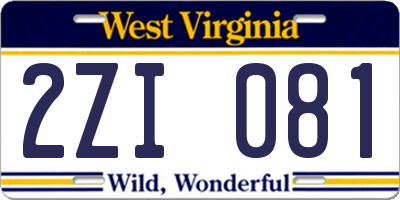 WV license plate 2ZI081