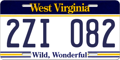 WV license plate 2ZI082