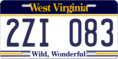 WV license plate 2ZI083