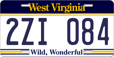 WV license plate 2ZI084