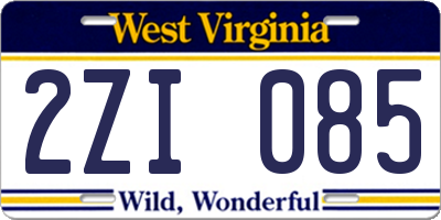 WV license plate 2ZI085