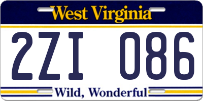 WV license plate 2ZI086