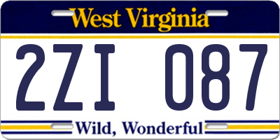 WV license plate 2ZI087