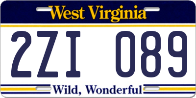 WV license plate 2ZI089