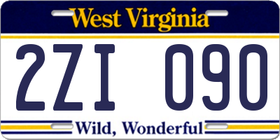 WV license plate 2ZI090