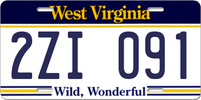 WV license plate 2ZI091