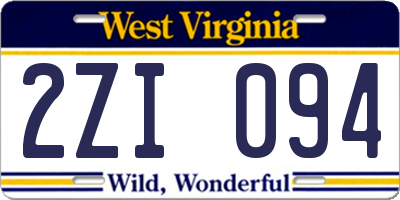 WV license plate 2ZI094