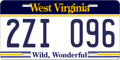 WV license plate 2ZI096