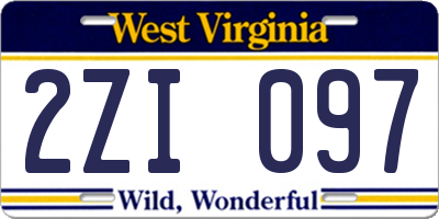 WV license plate 2ZI097