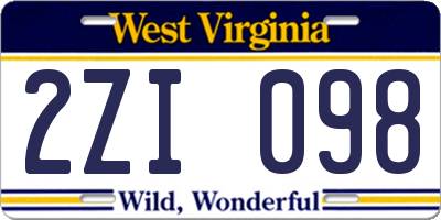 WV license plate 2ZI098