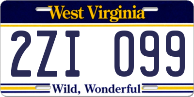 WV license plate 2ZI099