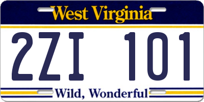 WV license plate 2ZI101