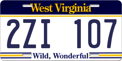 WV license plate 2ZI107