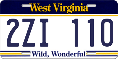 WV license plate 2ZI110