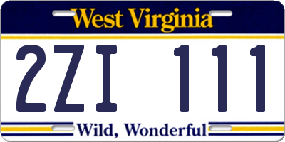 WV license plate 2ZI111
