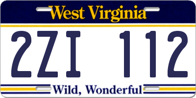 WV license plate 2ZI112