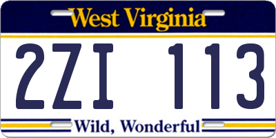 WV license plate 2ZI113