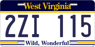 WV license plate 2ZI115