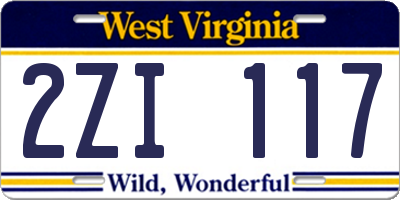 WV license plate 2ZI117