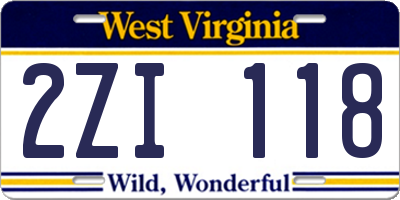 WV license plate 2ZI118