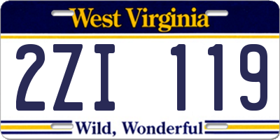 WV license plate 2ZI119