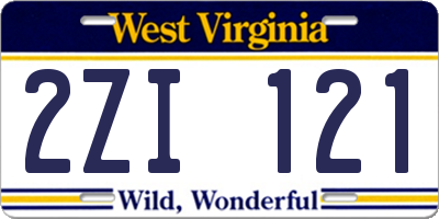 WV license plate 2ZI121