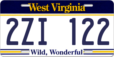 WV license plate 2ZI122
