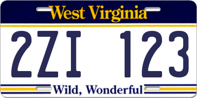 WV license plate 2ZI123