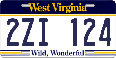 WV license plate 2ZI124