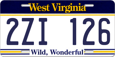 WV license plate 2ZI126
