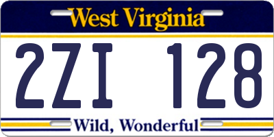 WV license plate 2ZI128