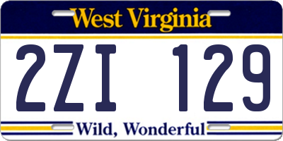 WV license plate 2ZI129