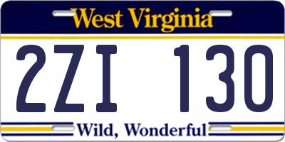 WV license plate 2ZI130