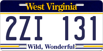 WV license plate 2ZI131