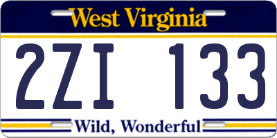 WV license plate 2ZI133