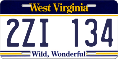 WV license plate 2ZI134